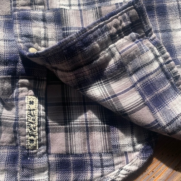 Lucky Brand Flannel Check Plaid Pearl Snap Western Casual Shirt Men Medium - Picture 9 of 9